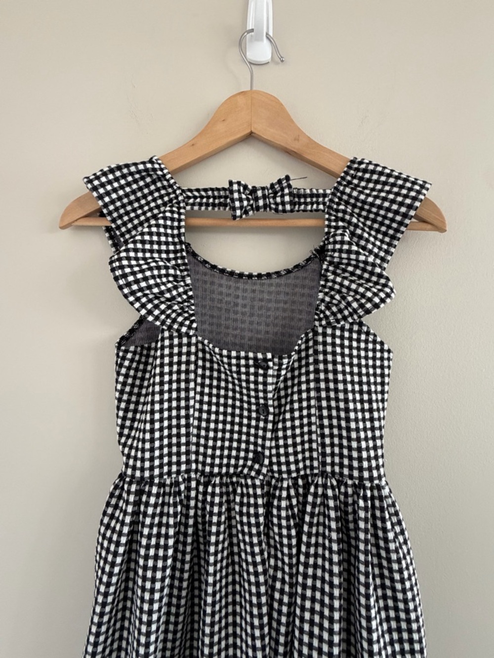 Tahari Girls Black White Gingham Dress Sz 10‎ Ruffle Cottagecore Picnic Sundress - Picture 7 of 7